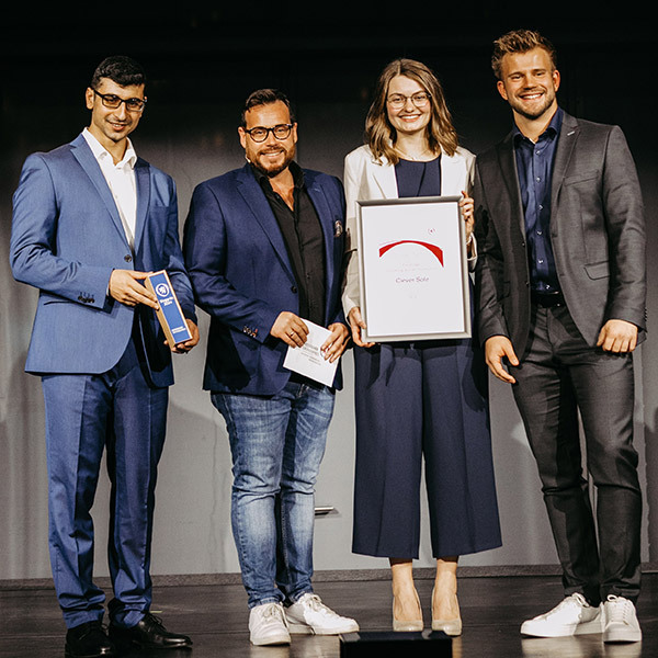 Schlemun Danho, Emily Schmidt und Vincent Dern von Clever Sole sind Sieger bei Hessischer Gründerpreis 2024